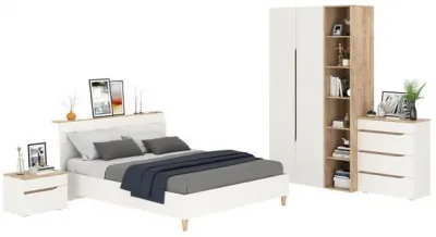 Муссон Спальня № 14, цвет белый/дуб эндгрейн элегантный, ортопед, сп. м. 1600х2000 мм., б/м