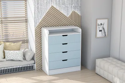 Детский Комод раскладной Бриз МДФ, Белый/Антарктида (Полосы)