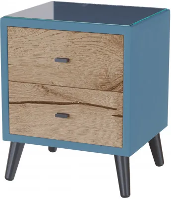 Тумба прикроватная интерьерная Ланс светло-голубой/мдф дуб канадский