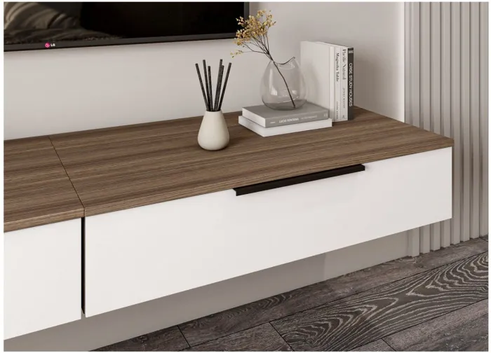 МС Роза Тумба подвесная 900.2, Ройс+ ручка скоба, Орех Франклин карамель/Графит скин