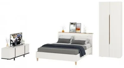 Муссон Спальня № 18, цвет белый/дуб эндгрейн элегантный, ортопед, сп. м. 1600х2000 мм., б/м