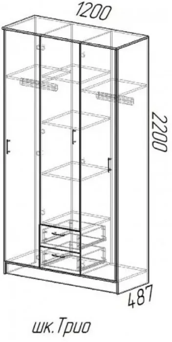 Трио Шкаф трёхдверный, Венге/Лоредо