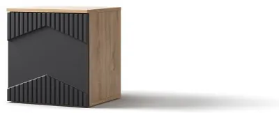 Тумба прикроватная (правое исп.) "Оливия" - Дуб наварра/Шагрень черная