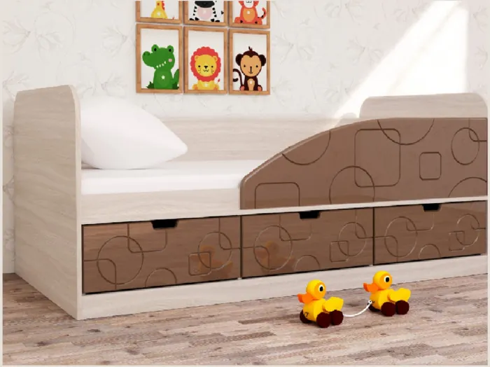 Кровать Бриз-4 80х160 Квадрат (Ирис/Белый/Правый)