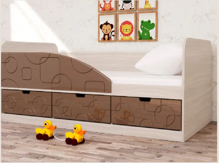 Кровать Бриз-4 80х160 Квадрат (Ирис/Белый/Правый)