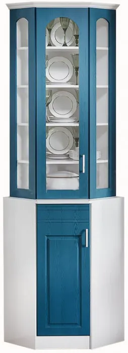 Буфет Констанция угловой (Белый матовый / голубой)