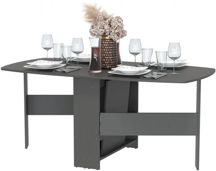 Стол-книжка 1-66граф, цвет графит, ШхГхВ 30х88х74 см. сложенный, разложенный три размера: 90/169/228х88х74 см.