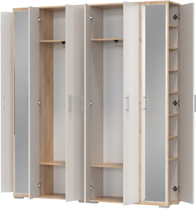 Две прихожих Домино-мини 2-3421дкз/к.с, цвет дуб крафт золотой/кашемир серый, ШхГхВ176х36х202 см.