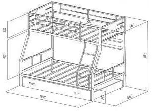 Двухъярусная кровать Гранада-1ПЯ, коричневая / Дуб (Дуб Айленд, Коричневый)
