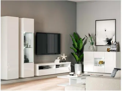 Гостиная Флорис, вариант №6 (Белый глянец, Белый)