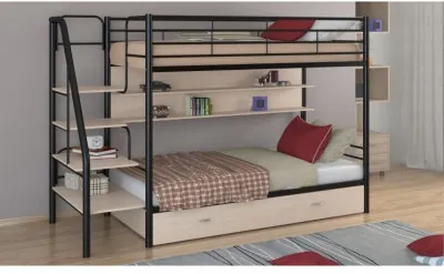 Двухъярусная кровать Толедо-ПЯ 90, черный / Дуб