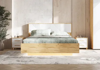 Спальня Ирис, композиция 2, браш вайт/дуб крафт