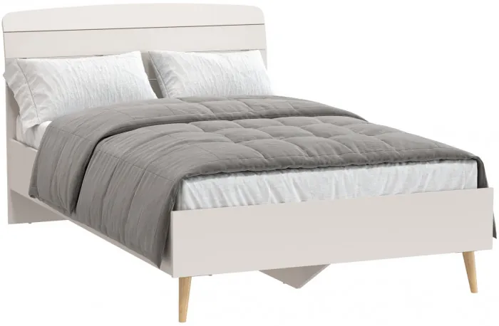 Афина Спальня 4-22905М1к.с. Кровать 1200, цвет кашемир серый, ШхГхВ 123,6х210,2х95,7 см., сп.м. 1200х2000 мм, б/м, основание есть - фанера, ножки: тик