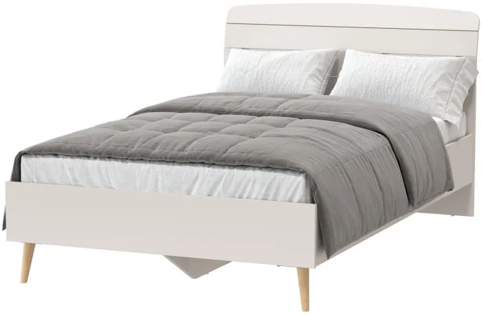 Афина Спальня 4-22905М1к.с. Кровать 1200, цвет кашемир серый, ШхГхВ 123,6х210,2х95,7 см., сп.м. 1200х2000 мм, б/м, основание есть - фанера, ножки: тик