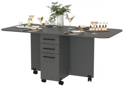 Стол-книжка с ящиками 1-6702граф, цвет графит, ШхГхВ 38х80х74 см. сложенный, разложенный два размера: 103/167х80х74 см.