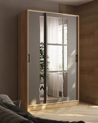 Шкаф-купе Стиль-2 1400, Дуб крафт золотой/Графит серый