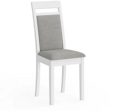 Стул Мебель--24 разборный Гольф-12, цвет белый, обивка ткань велюр серый 63, ШхГхВ 40х40х100 см., от пола до верха сиденья 47 см. (мягкая спинка)