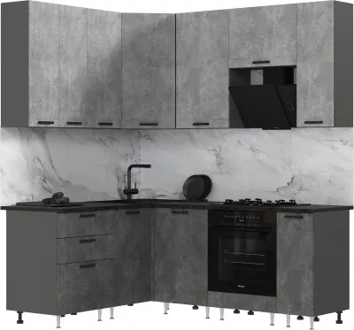 Кухня Рио NEW ЛДСП 1,6х2,0/900м (490), Компановка №2, Бетон светлый/Бетон темный, Графит