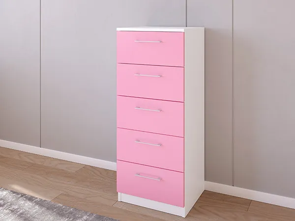 Комод 02/23 45х40х110 Белый/Розовый