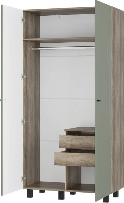 Шкаф 2-х створчатый "Олива" ШК-03 Дуб каньон/MF12 Эвкалипт