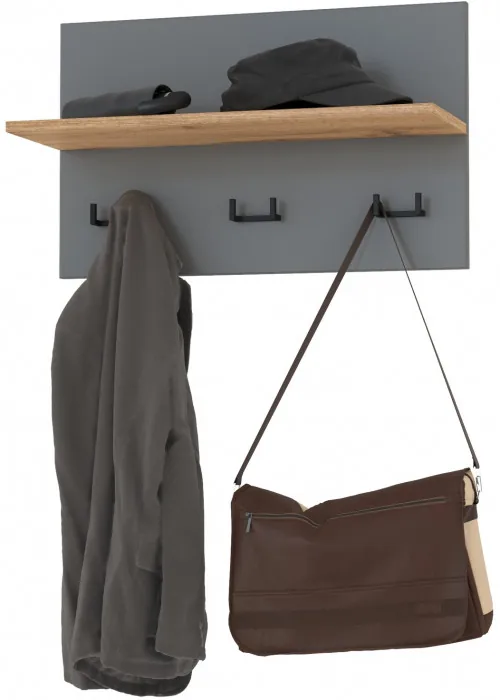 Октава 15.14.01 Вешалка, цвет серый графит/дуб крафт золотой, ШхГхВ 64,7х23,6х40 см.