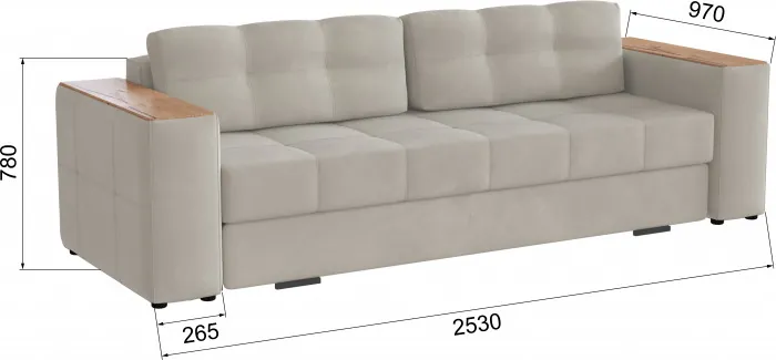 Диван раскладной Виконт, бежевый/мдф дуб канадский