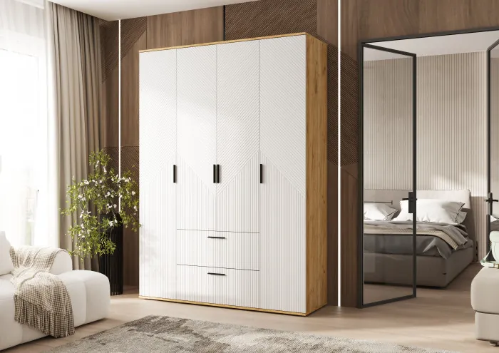 Сильвия Шкаф 4-х створчатый 1600, Браш Вайт/Дуб Крафт