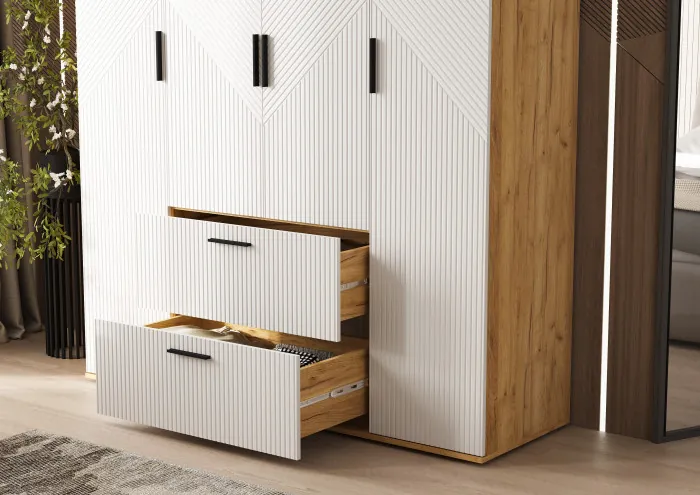 Сильвия Шкаф 4-х створчатый 1600, Браш Вайт/Дуб Крафт