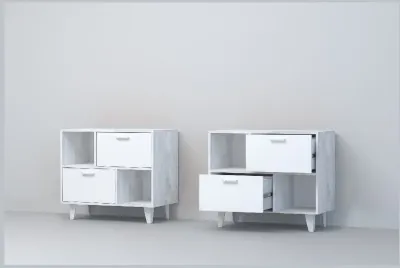 Эго Тумба Т-1 НГ (Глянец Белый/Бетон Светлый)