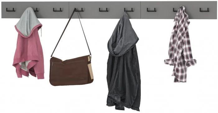 Октава 15.14.02 Вешалка + 15.14.02 Вешалка + 15.14.02 Вешалка, цвет серый графит, ШхГхВ 194,1х4,7х15 см.