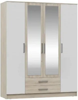 Мартина Шкаф для одежды 4-дверный (Дуб Сонома / белый)