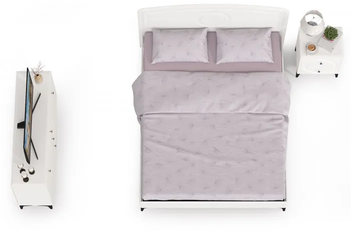 Валенсия Спальня № 03, цвет ЛДСП белый шагрень/МДФ белый шагрень, ортопед есть, сп. м. 1600х2000 мм., б/м