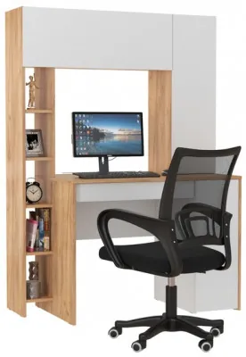 Стол компьютерный Комфорт 12.71 + кресло 103 чёрное, цвет дуб золотой/белый, ШхГхВ 116,7х60,2х165,4 см., НЕ универсальная сборка
