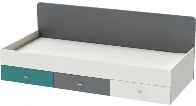 Клео К-1 Кровать Арт.010 (Графит/Миндаль/Океан)