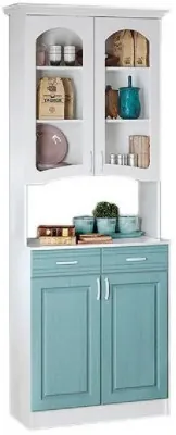 Буфет Констанция 2-х створчатый (Белый матовый / голубой)