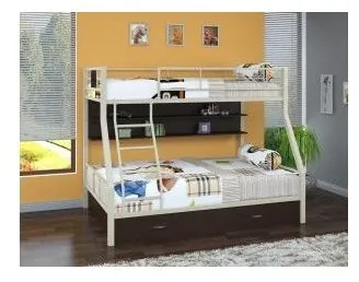 Двухъярусная кровать Гранада-1ПЯ, серый / Венге (Ясень шимо светлый, Слоновая кость)