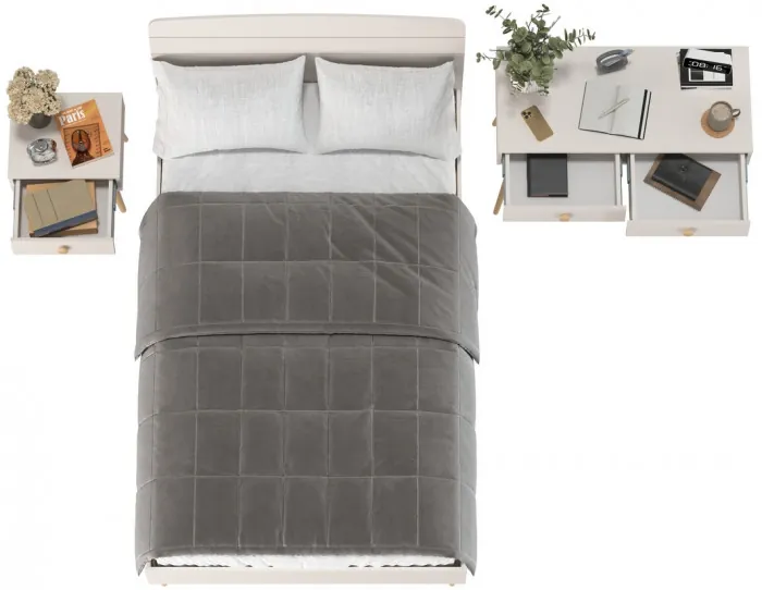 Афина Спальня Кровать 1200 + Стол + Тумба, цвет кашемир серый, ШхГхВ 123,6х210,2х95,7 + 100х45х76 + 45х37х45 см., 1200х2000 мм., б/м, осн. есть