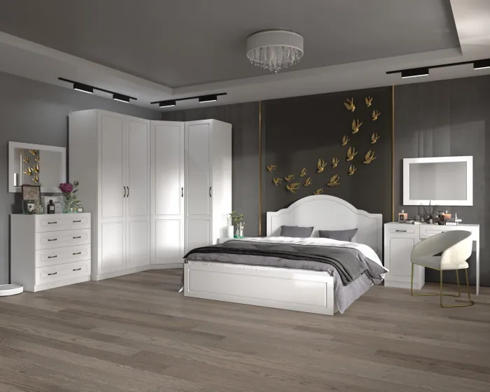 Модульная спальня Апполия, набор 1, Белый/Белый дуб