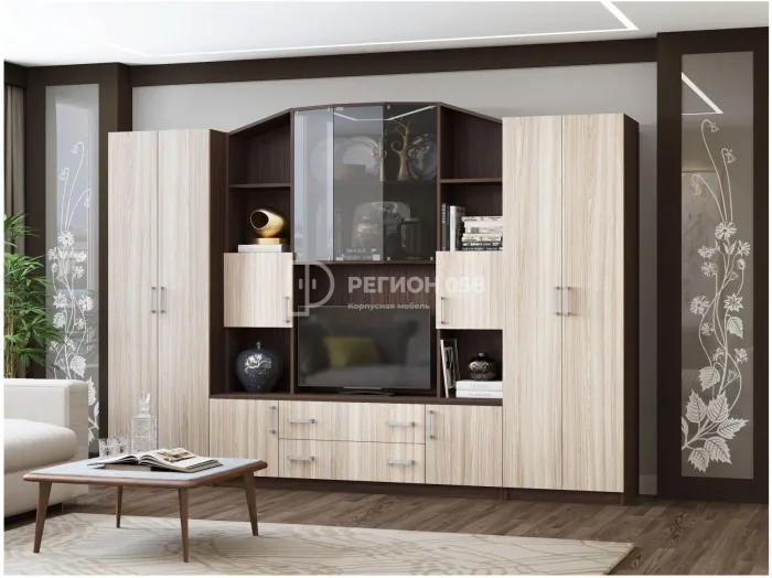 Гостиная Макарена-4 ЛДСП (Ясень шимо темный / светлый)
