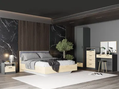 Спальня Оттавия 2 Антрацит/Дуб золотой