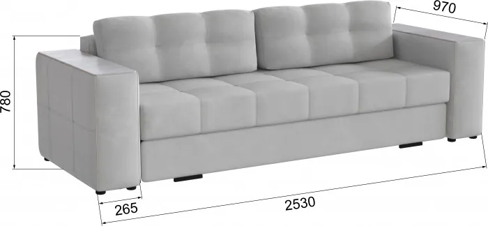 Диван раскладной Виконт, светло-серый/мдф холст белый