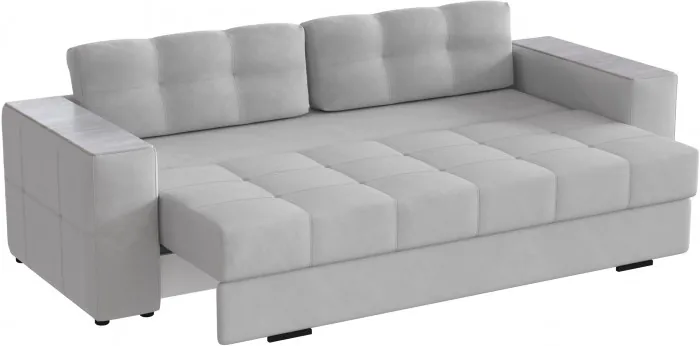 Диван раскладной Виконт, светло-серый/мдф холст белый