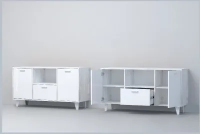 Эго Тумба Т-2 НГ (Глянец Белый/Бетон Светлый)