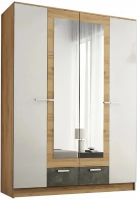 Адель Шкаф 1,6 платяной, вотан/Белый глянец