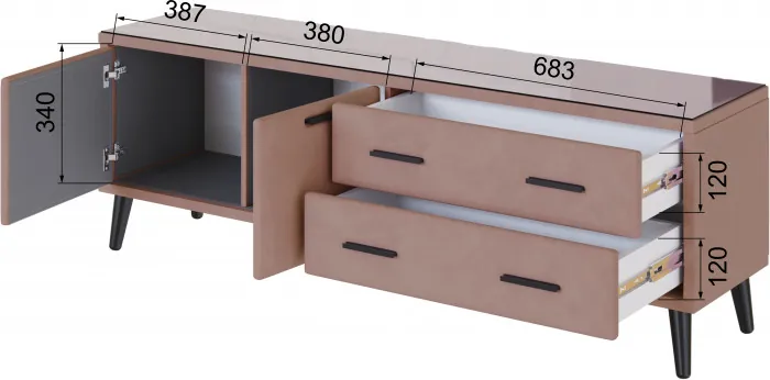 Тумба ТВ интерьерная Виго 1,6 пыльная роза