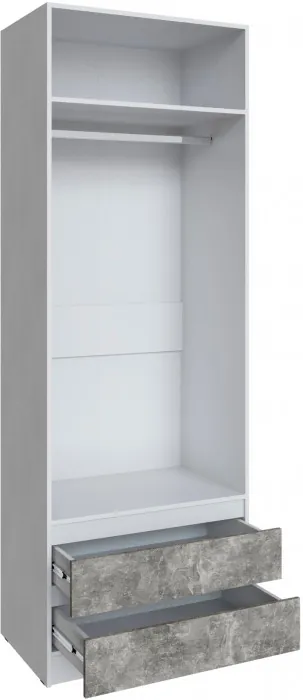 Шкаф Мадрид (0,8) с 2 ящ. без ручек без зеркала, Белый/Ателье светлое