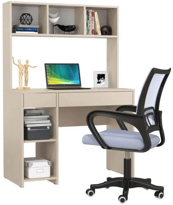 Стол компьютерный Комфорт 12.77F + кресло 103 серое, цвет сатин, ШхГхВ 100х49,8х147 см., универсальная сборка