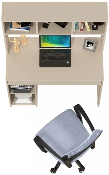 Стол компьютерный Комфорт 12.77F + кресло 103 серое, цвет сатин, ШхГхВ 100х49,8х147 см., универсальная сборка