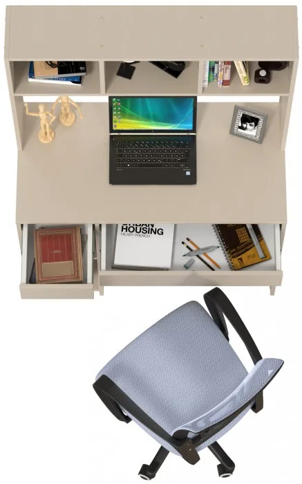 Стол компьютерный Комфорт 12.77F + кресло 103 серое, цвет сатин, ШхГхВ 100х49,8х147 см., универсальная сборка