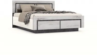 Кровать 160х200 "Ривьера" №1 с щитовым основанием - Канадский дуб арктик/Бетон спаркс